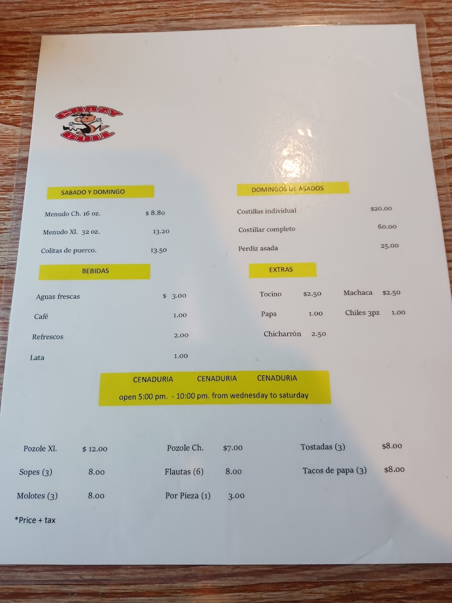 Menu Crazy Bull Inc.-5