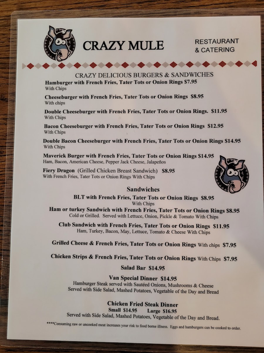Menu Crazy Mule Restaurant And Catering-10