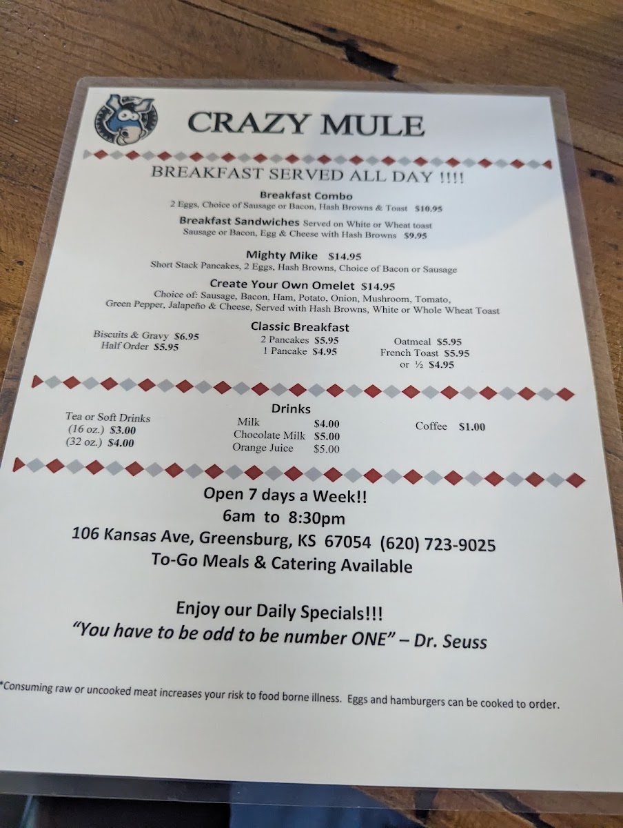 Menu Crazy Mule Restaurant And Catering-3