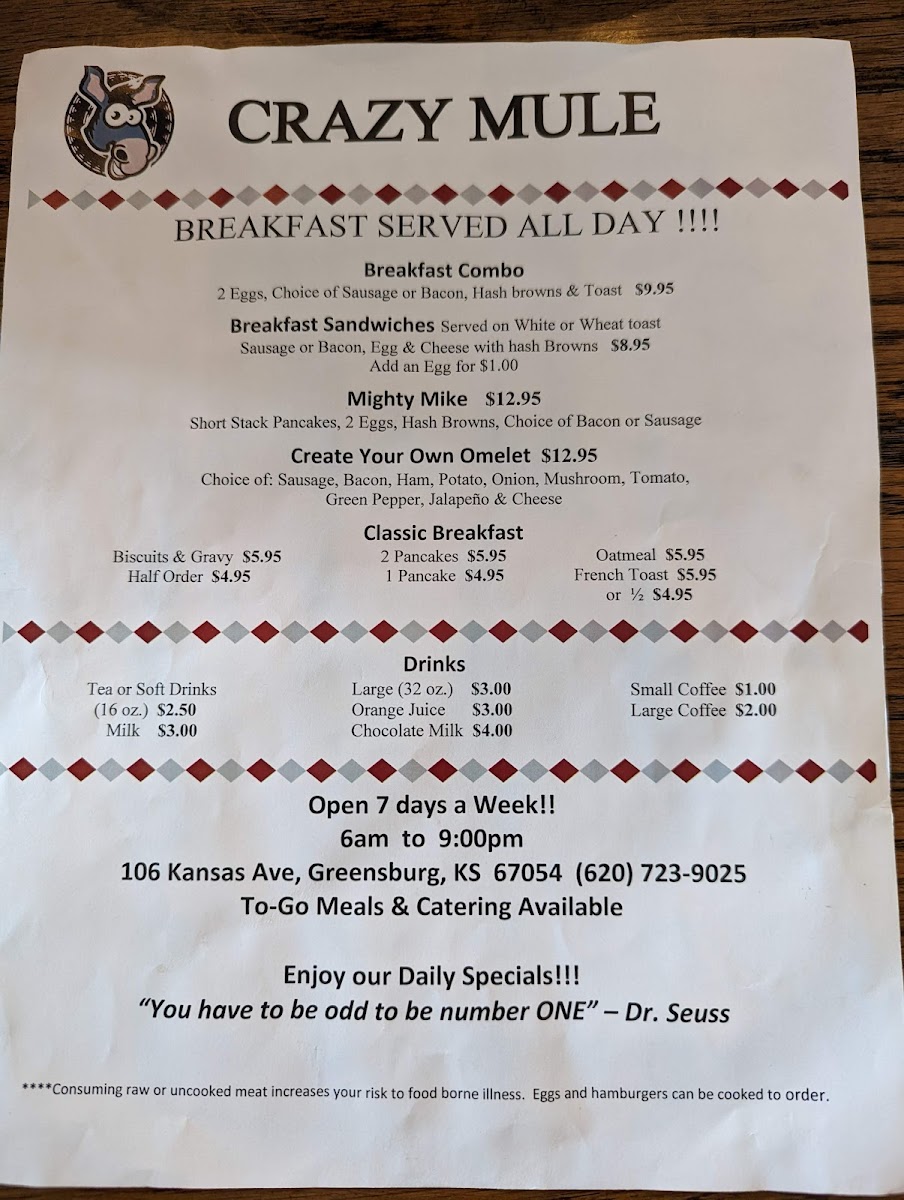 Menu Crazy Mule Restaurant And Catering-5