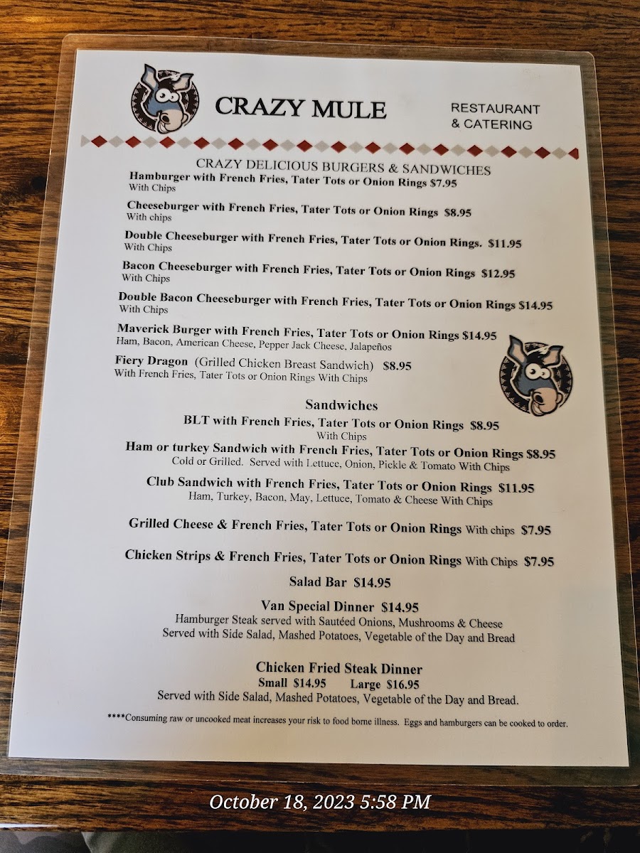 Menu Crazy Mule Restaurant And Catering-6