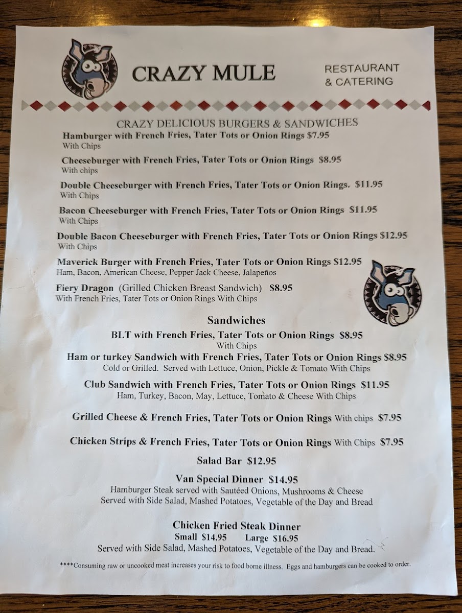 Menu Crazy Mule Restaurant And Catering-7