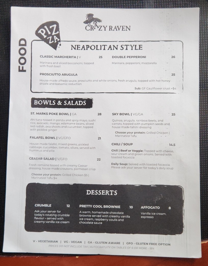 Menu Crazy Raven Bar And Grill-3