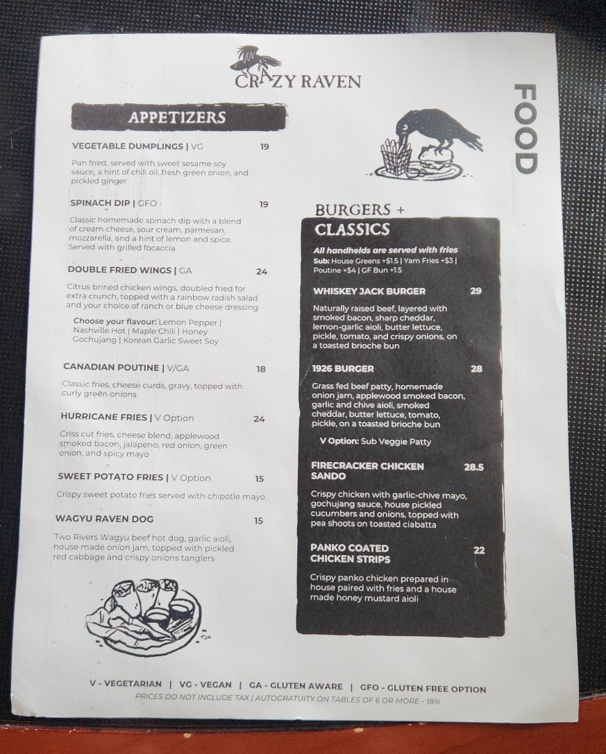 Menu Crazy Raven Bar And Grill-6