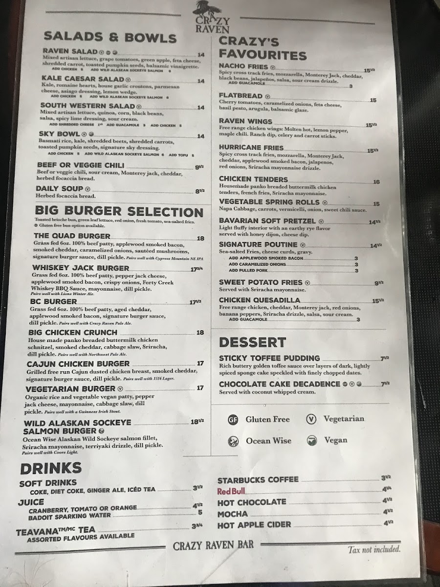 Menu Crazy Raven Bar And Grill-9