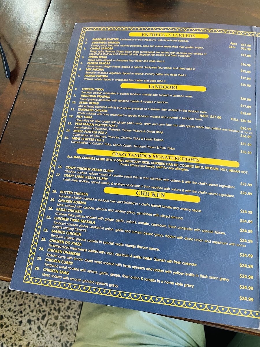 Menu Crazy Tandoor Waihi Beach-2