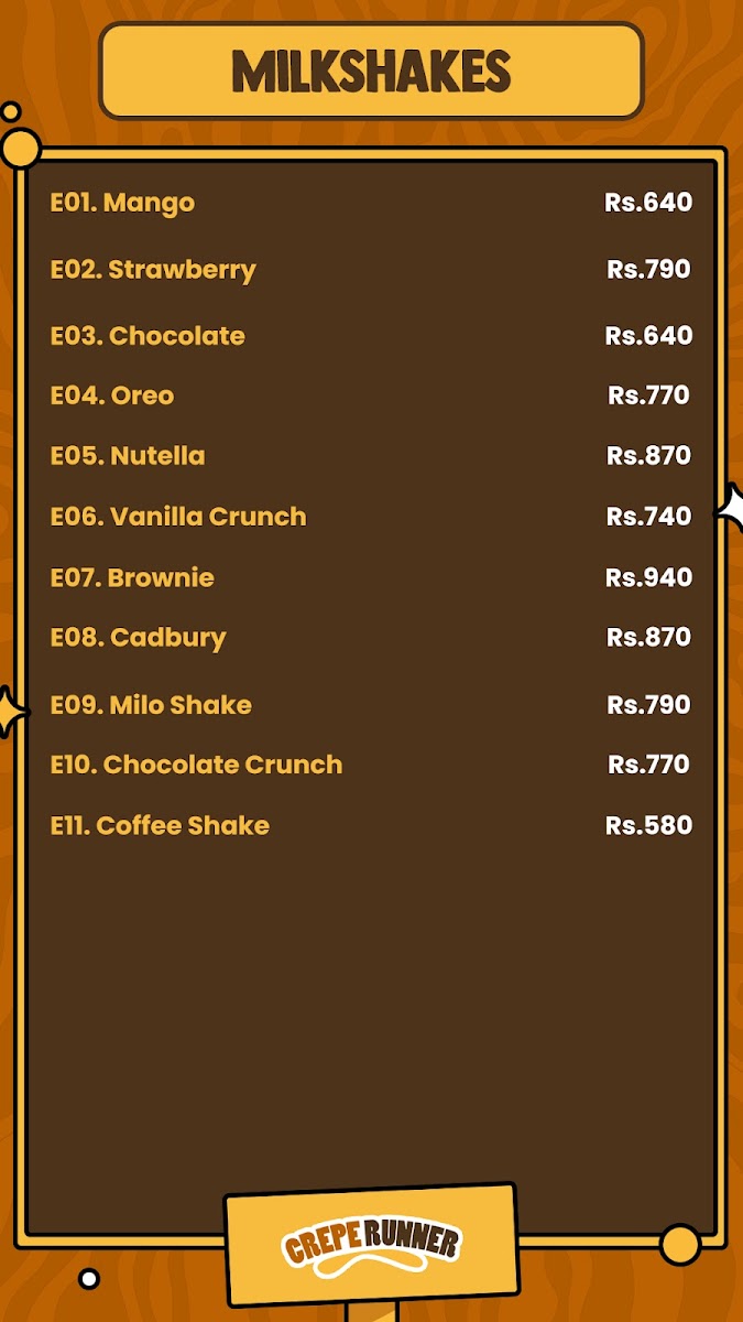 Menu Crepe Runner - Peradeniya Kandy-6