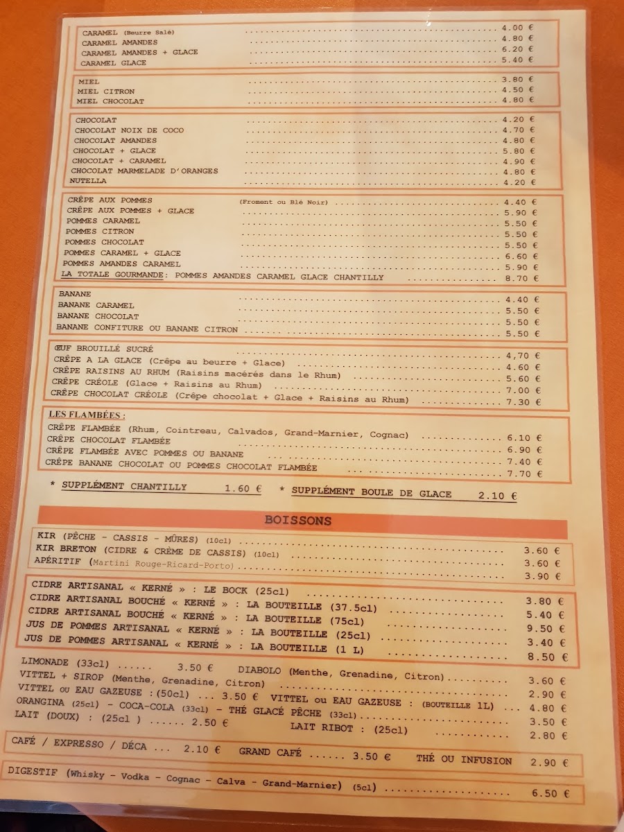 Menu Crêperie Au Feu De Bois / Riou Marie-1