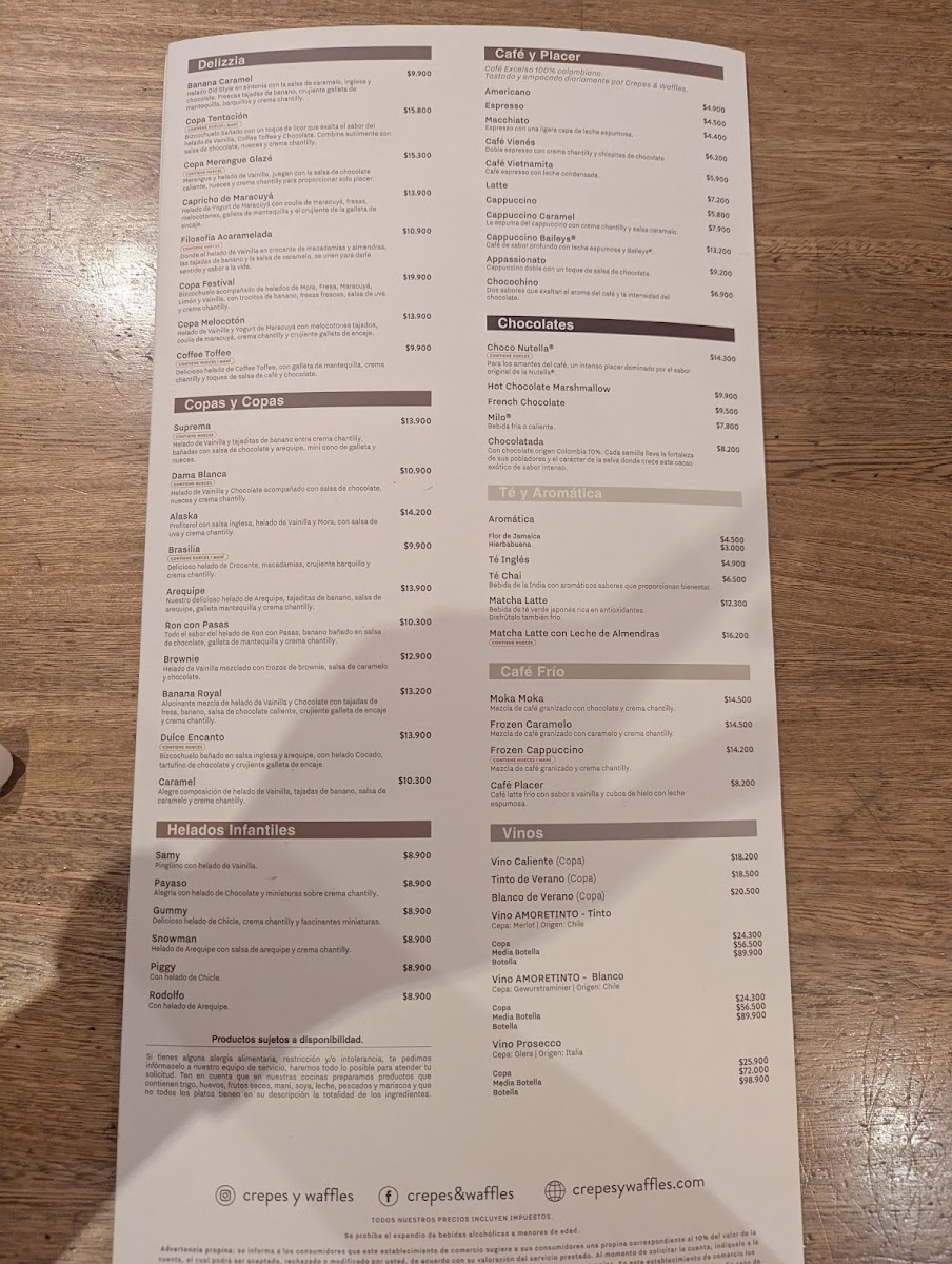 Menu Crepes & Waffles Centro Comercial Unicentro-6