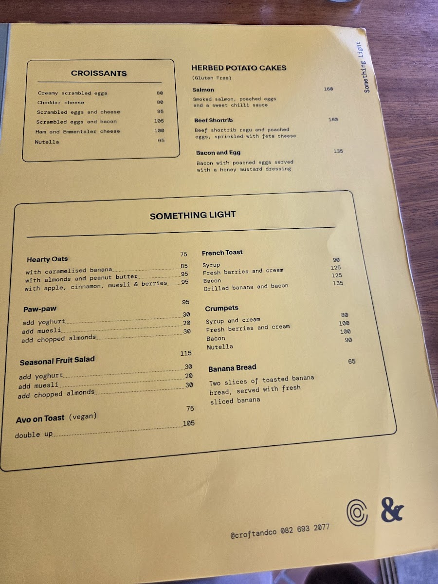 Menu Croft & Co-1