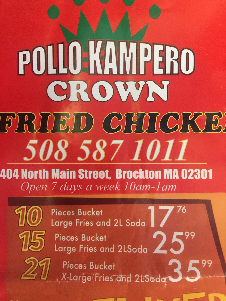 Menu Crown Chicken & Burrito Brockton Ma-3