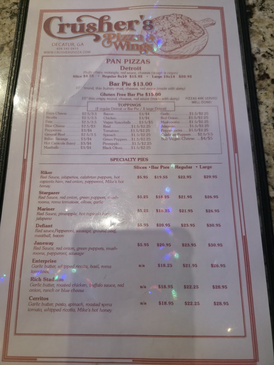 Menu Crusher's Pizza & Wings-2