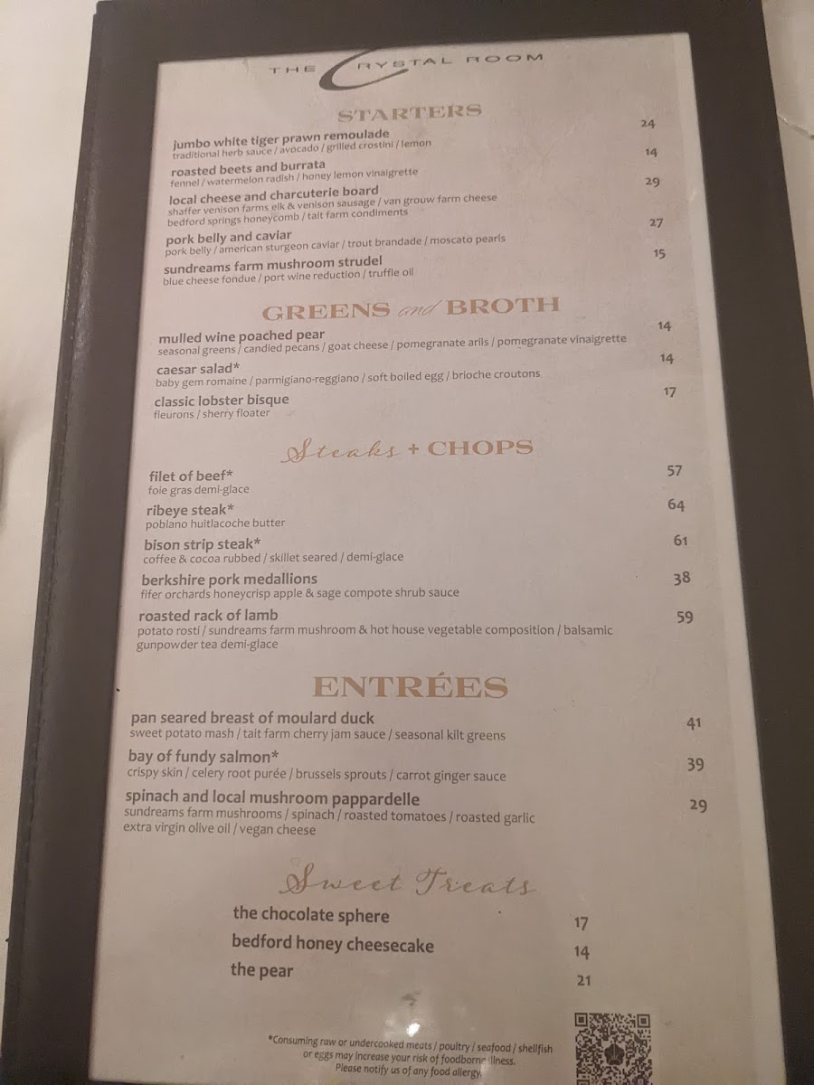 Menu Crystal Room At The Omni Bedford Springs-2