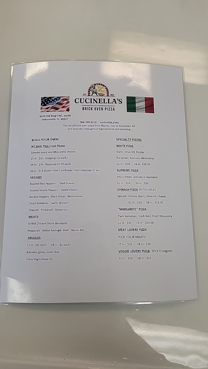 Menu Cucinella's Pizza-1