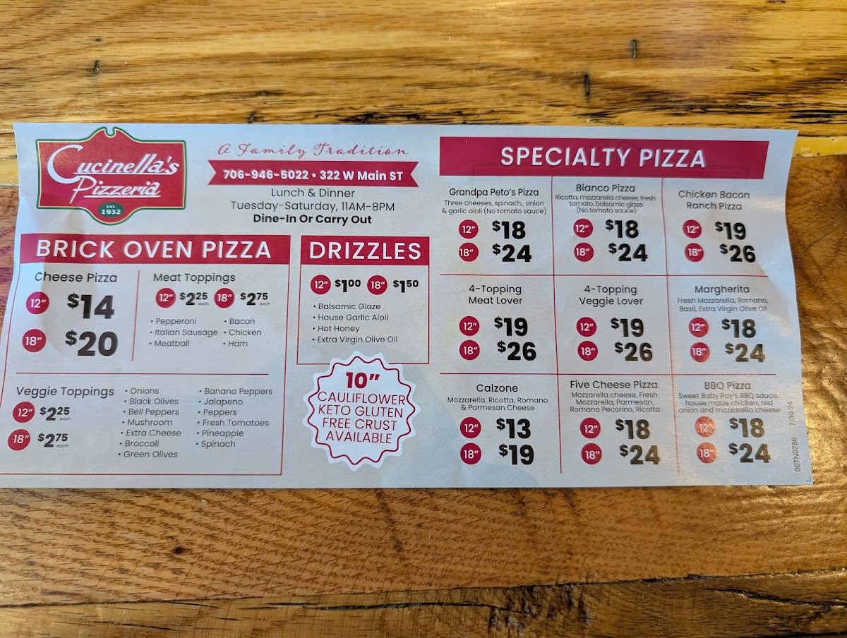 Menu Cucinella's Pizzeria-3