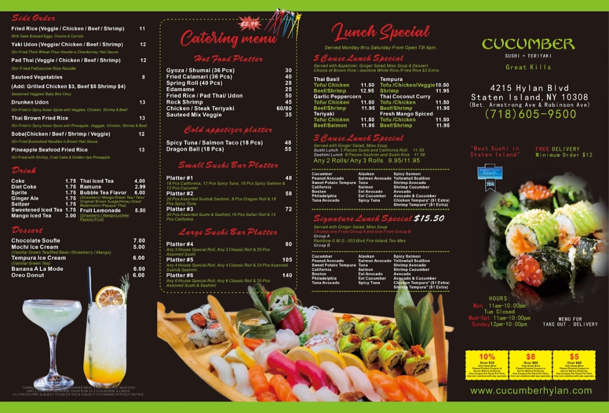 Menu Cucumber Sushi & Salad Bar On Hylan-2