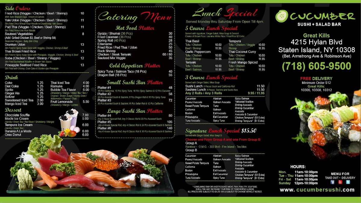 Menu Cucumber Sushi & Salad Bar On Hylan-8