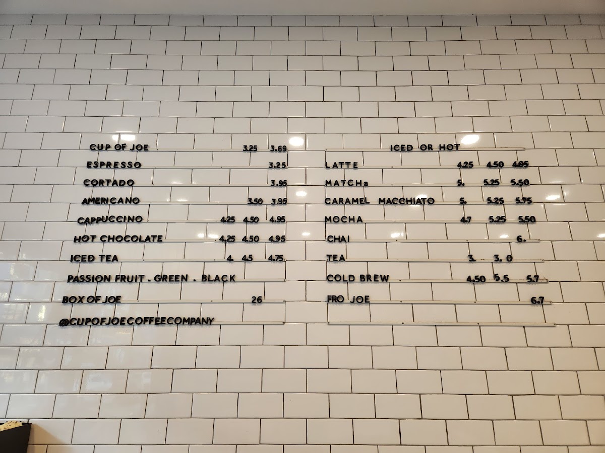 Menu Cup Of Joe Coffee Company-1