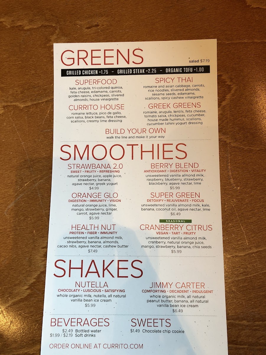Menu Currito University Of Cincinnati-1