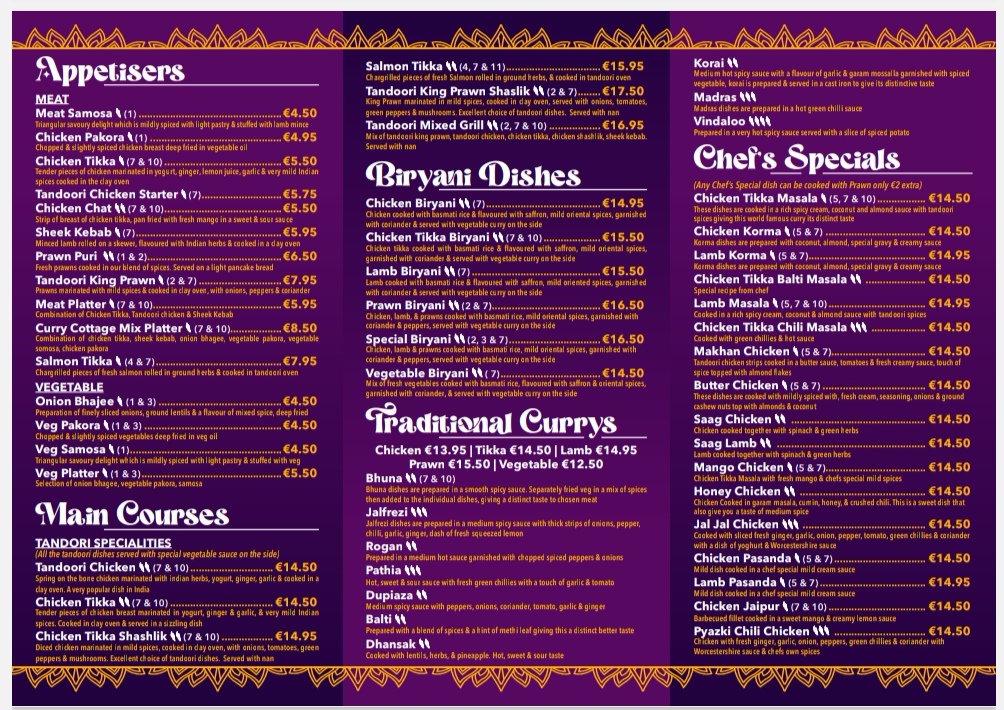 Menu Curry Cottage Indian Restaurant Stranorlar Ballybofey-6