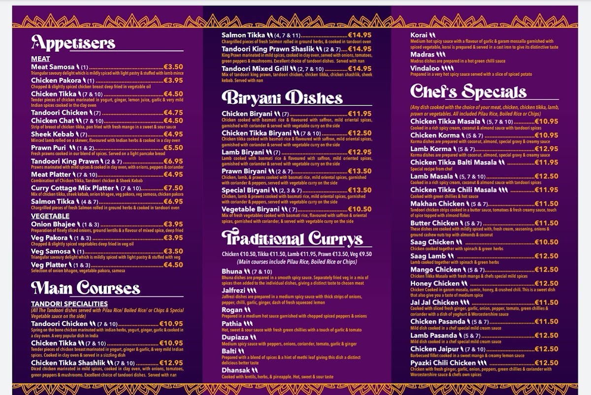 Menu Curry Cottage Indian Restaurant Stranorlar Ballybofey-7