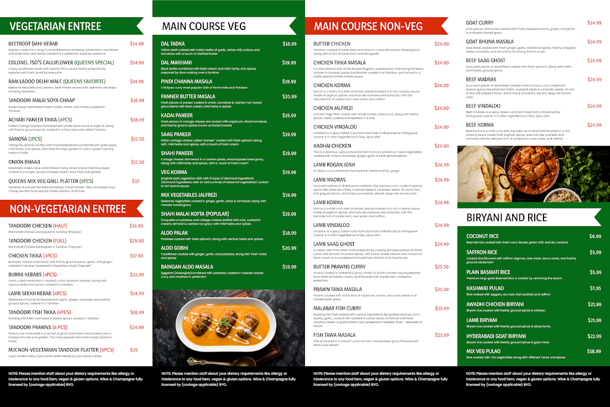 Menu Curry Queen - Premium Indian Tandoori Restaurant In Hampton-3
