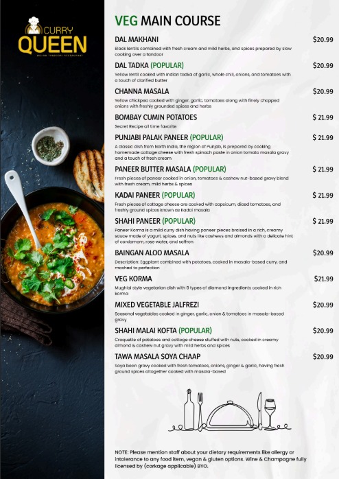 Menu Curry Queen - Premium Indian Tandoori Restaurant In Hampton-5