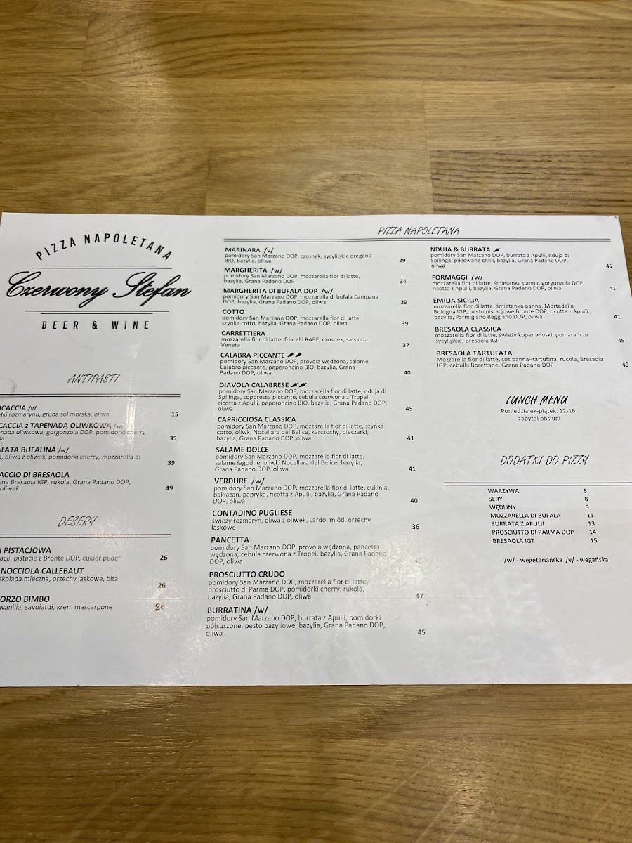 Menu Czerwony Stefan-8