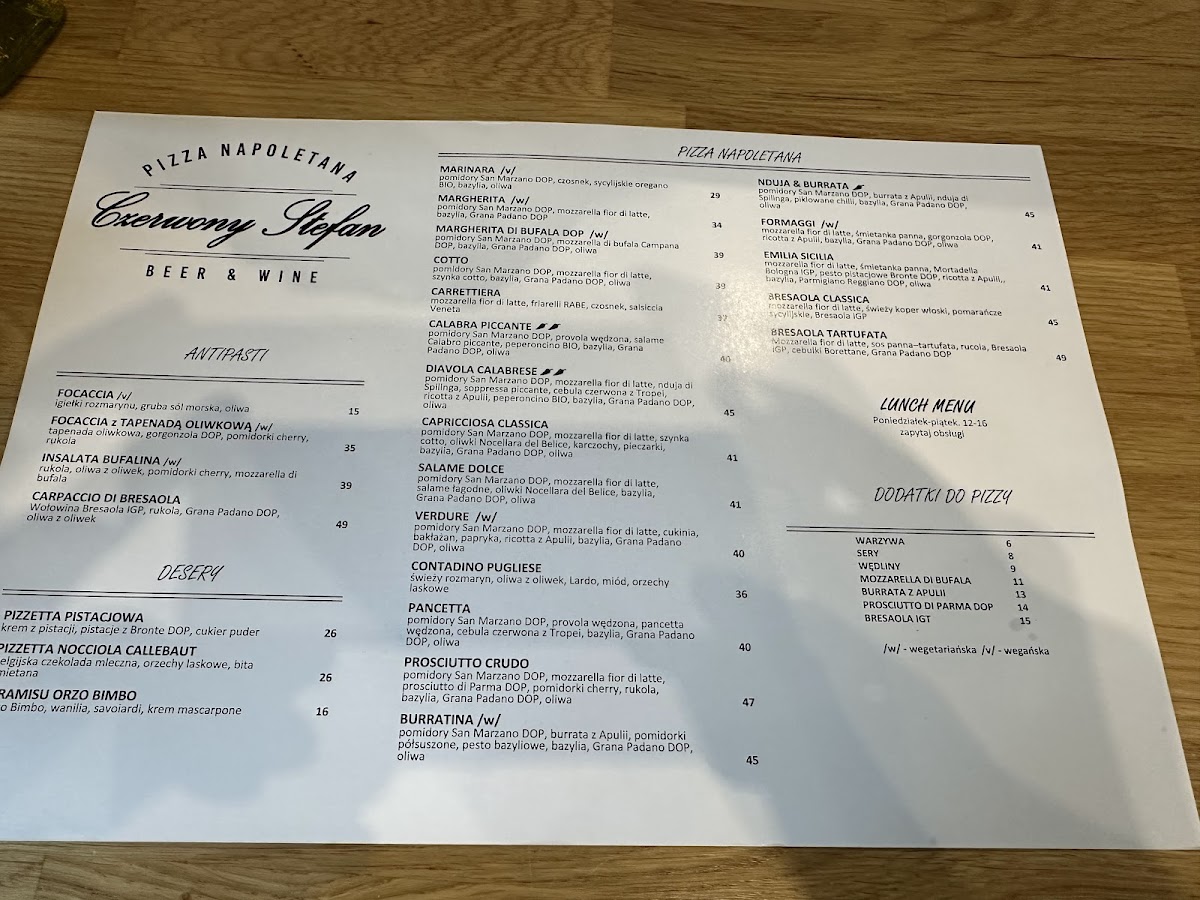 Menu Czerwony Stefan-9