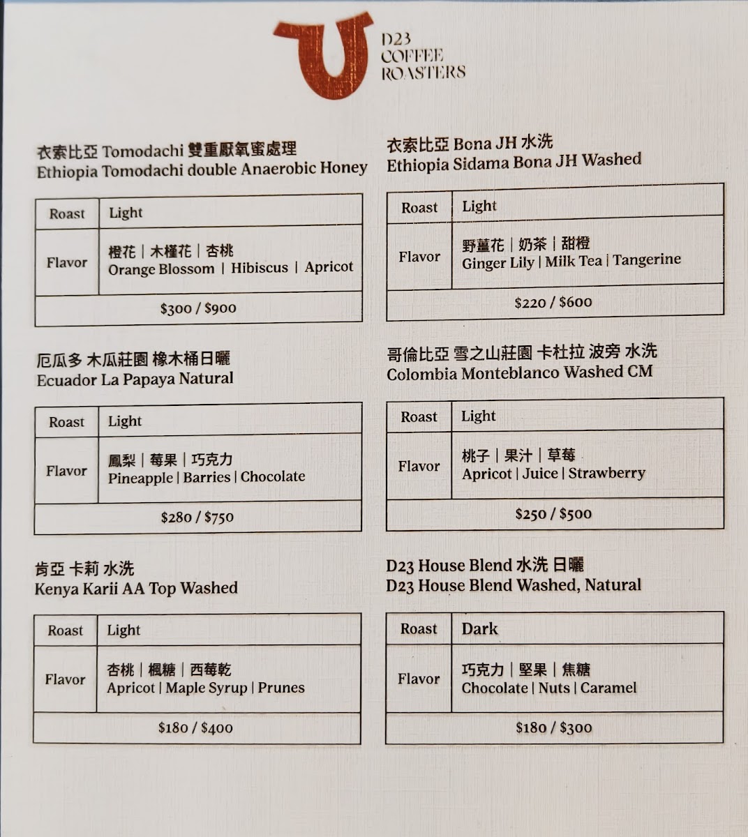 Menu D23 Coffee Dazhi-1