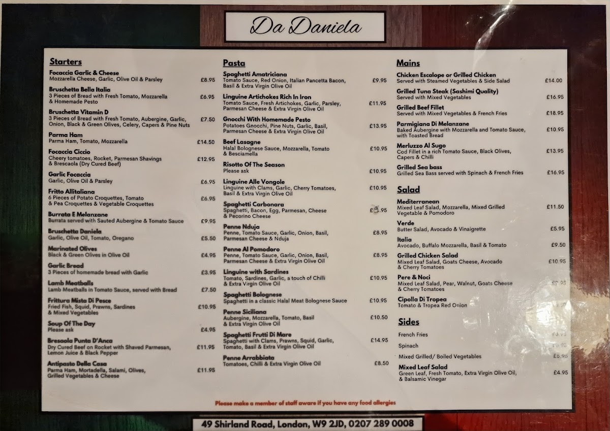 Menu Da Daniela - West London-2