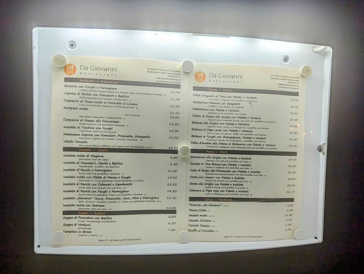 Menu Da Giovanni | Italian Restaurant-1