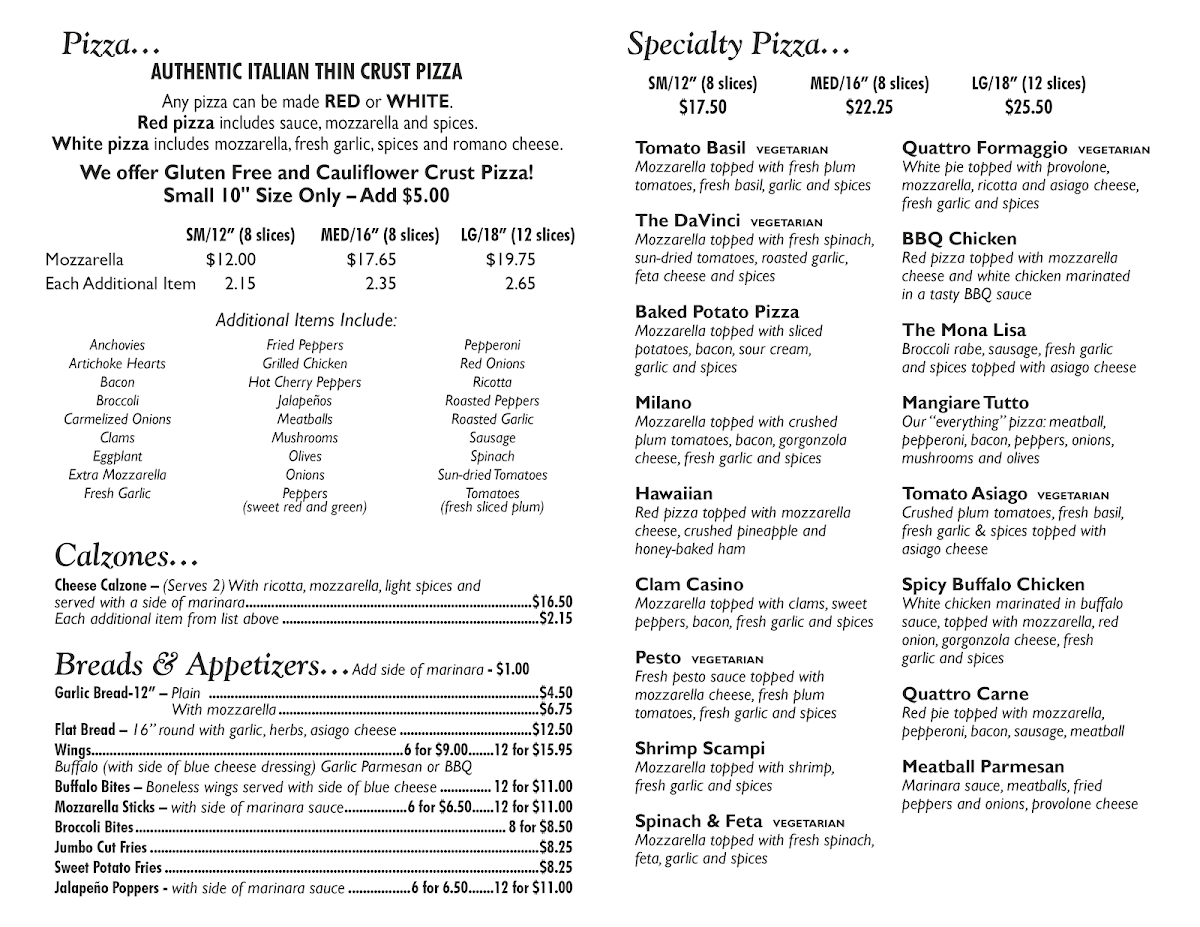 Menu Da Vinci Pizzeria-1