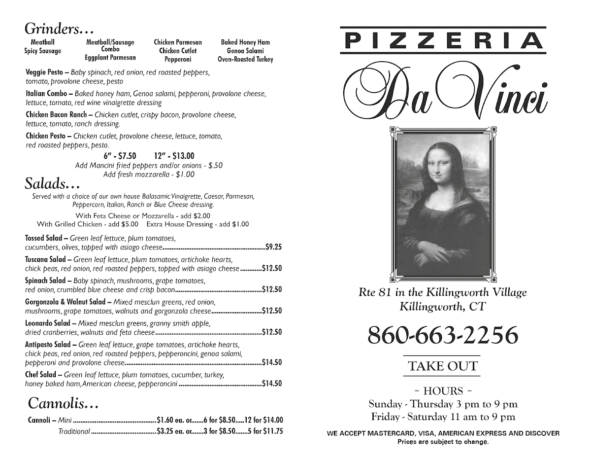 Menu Da Vinci Pizzeria-2