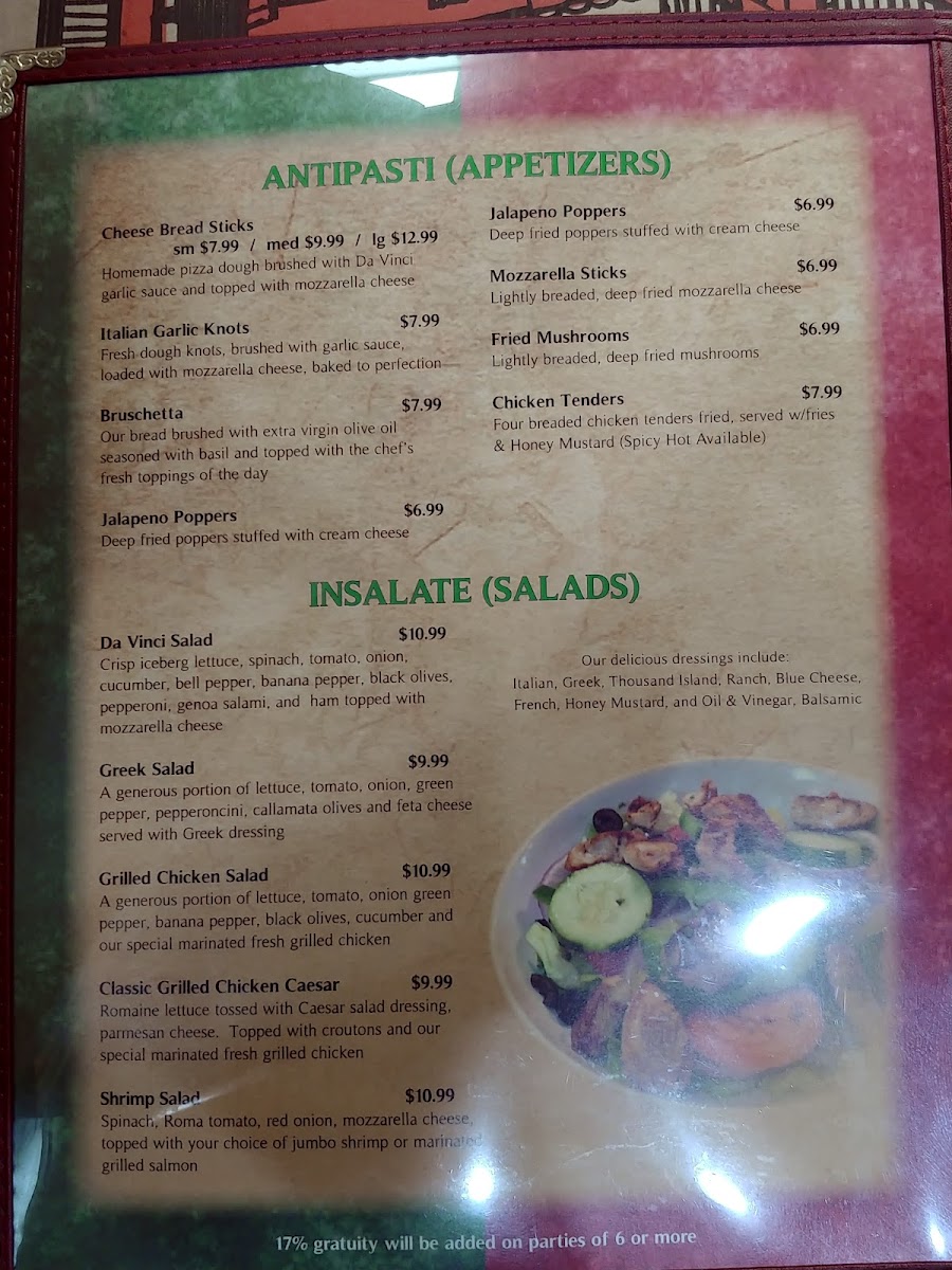 Menu Da Vinci's Italian-2