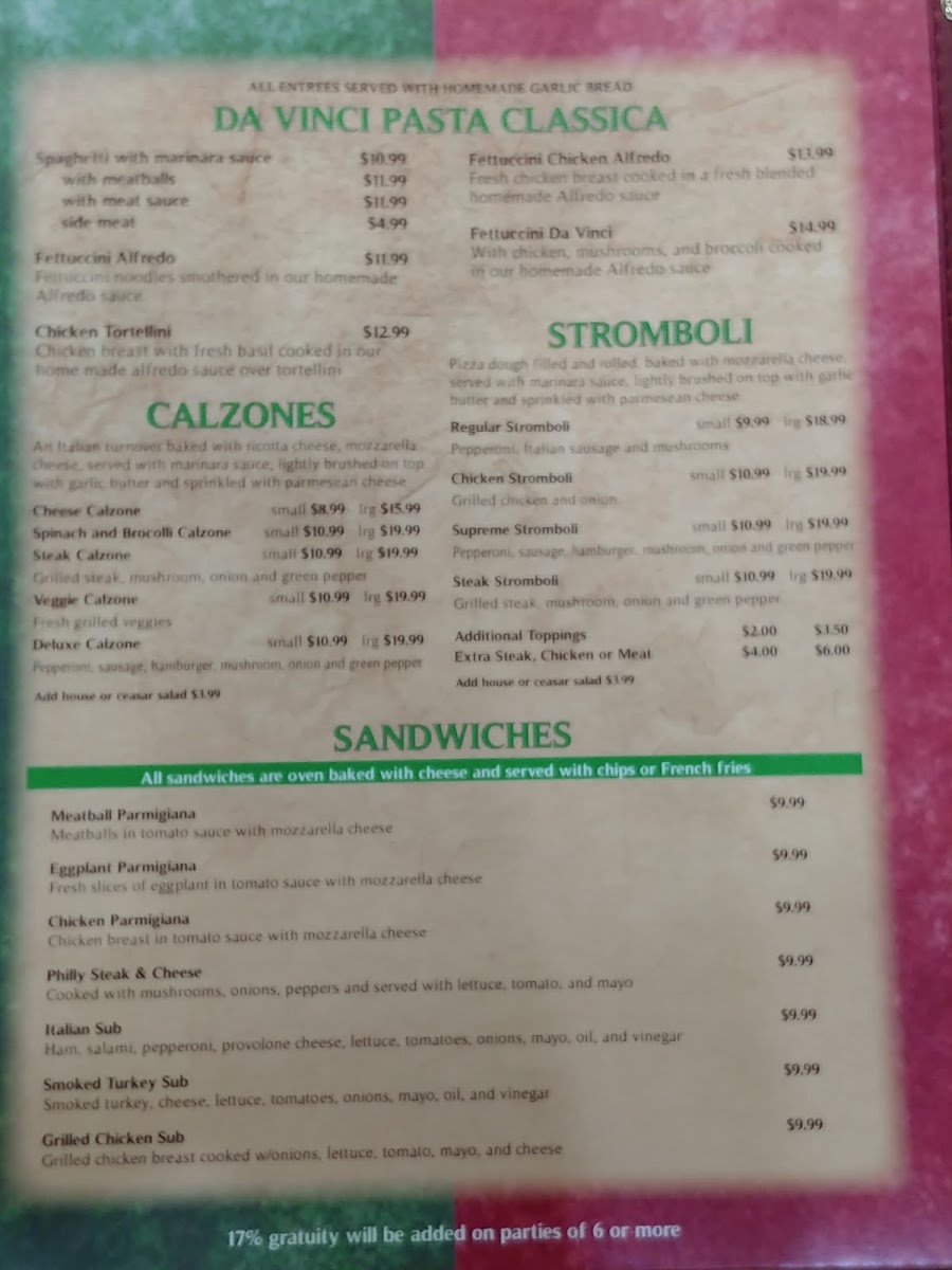 Menu Da Vinci's Italian-5
