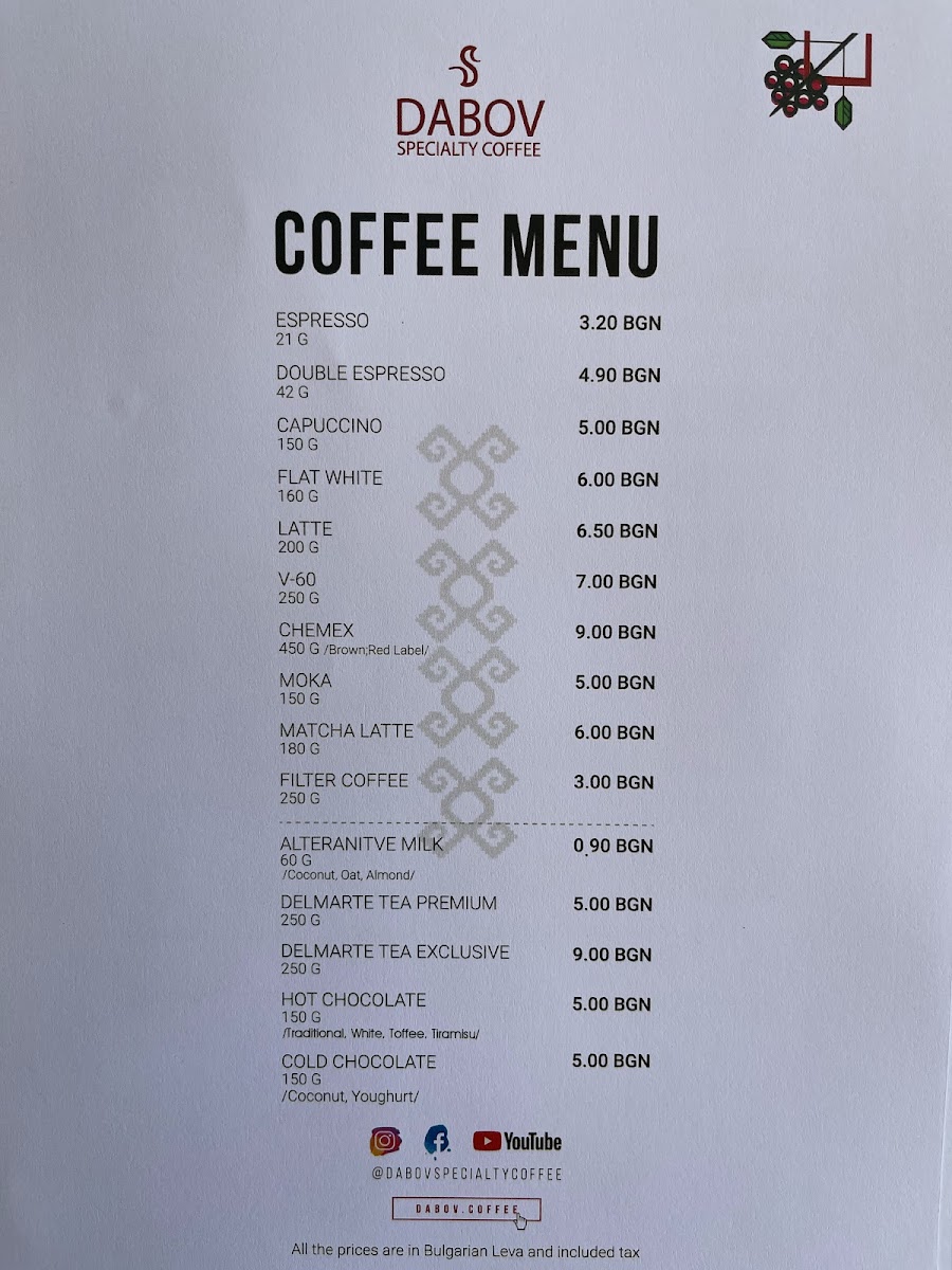 Menu Dabov Specialty Coffee 5-1