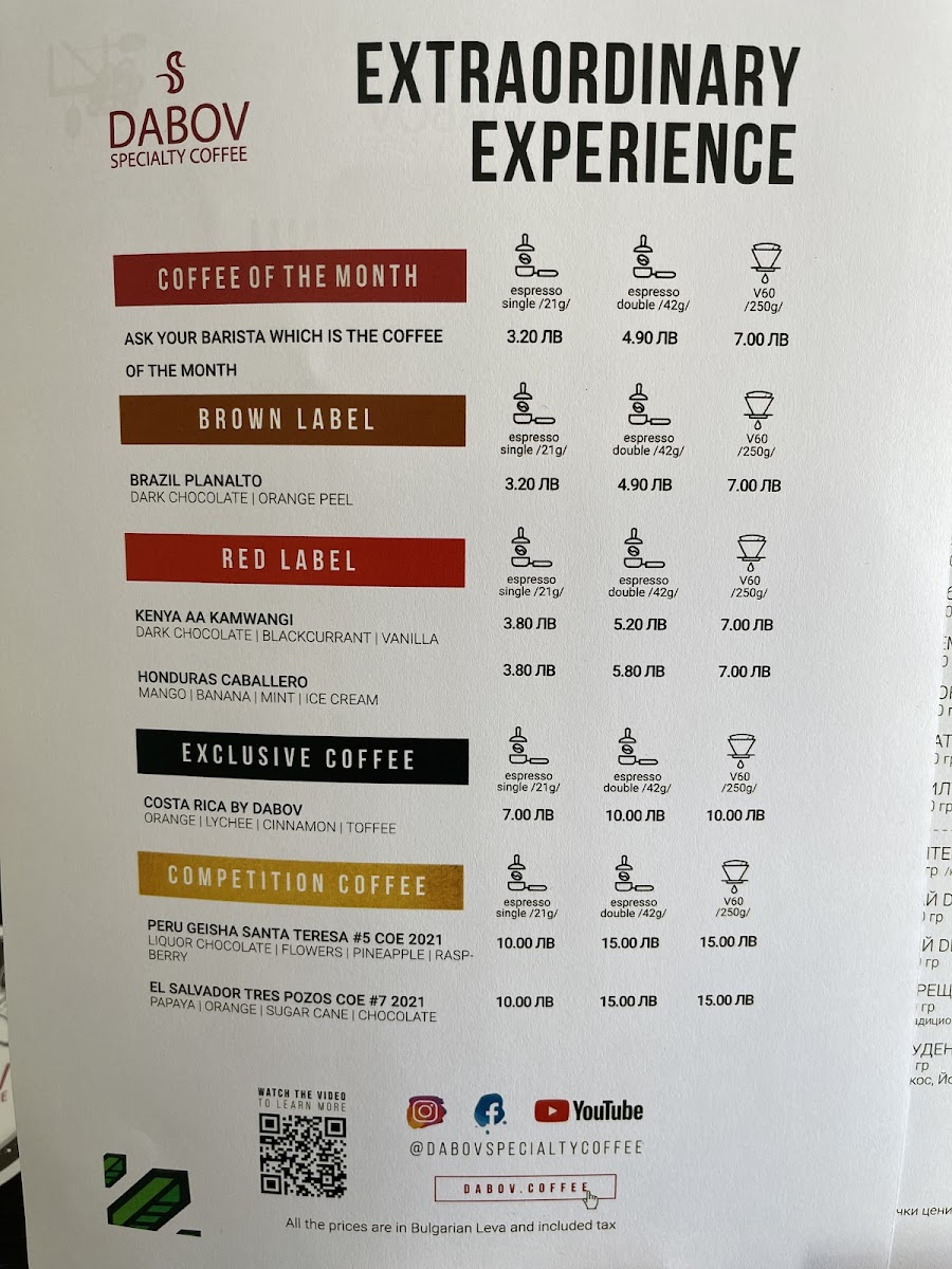 Menu Dabov Specialty Coffee 5-3
