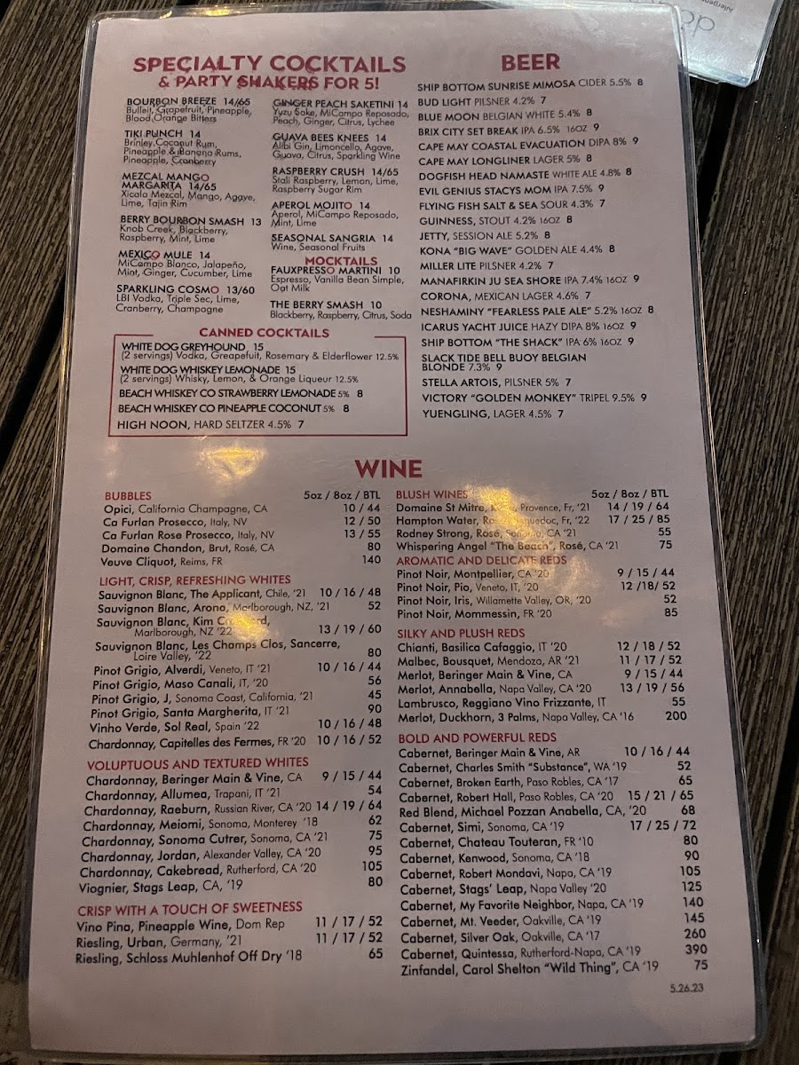 Menu Daddy O-1