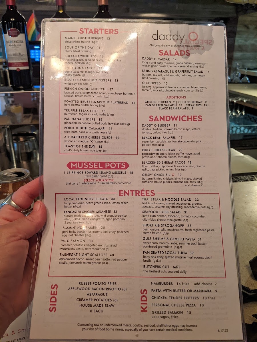 Menu Daddy O-8