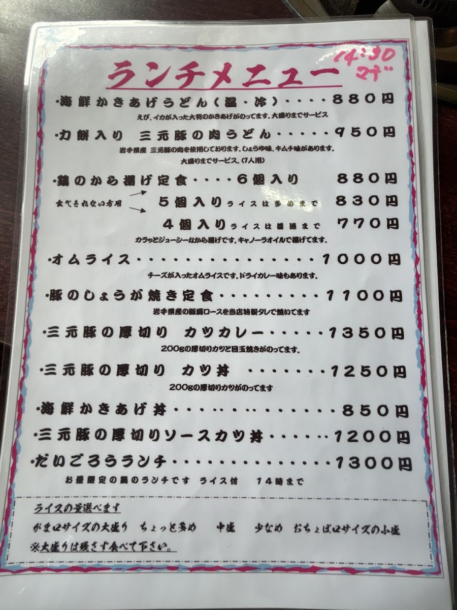 Menu Daigoro-7