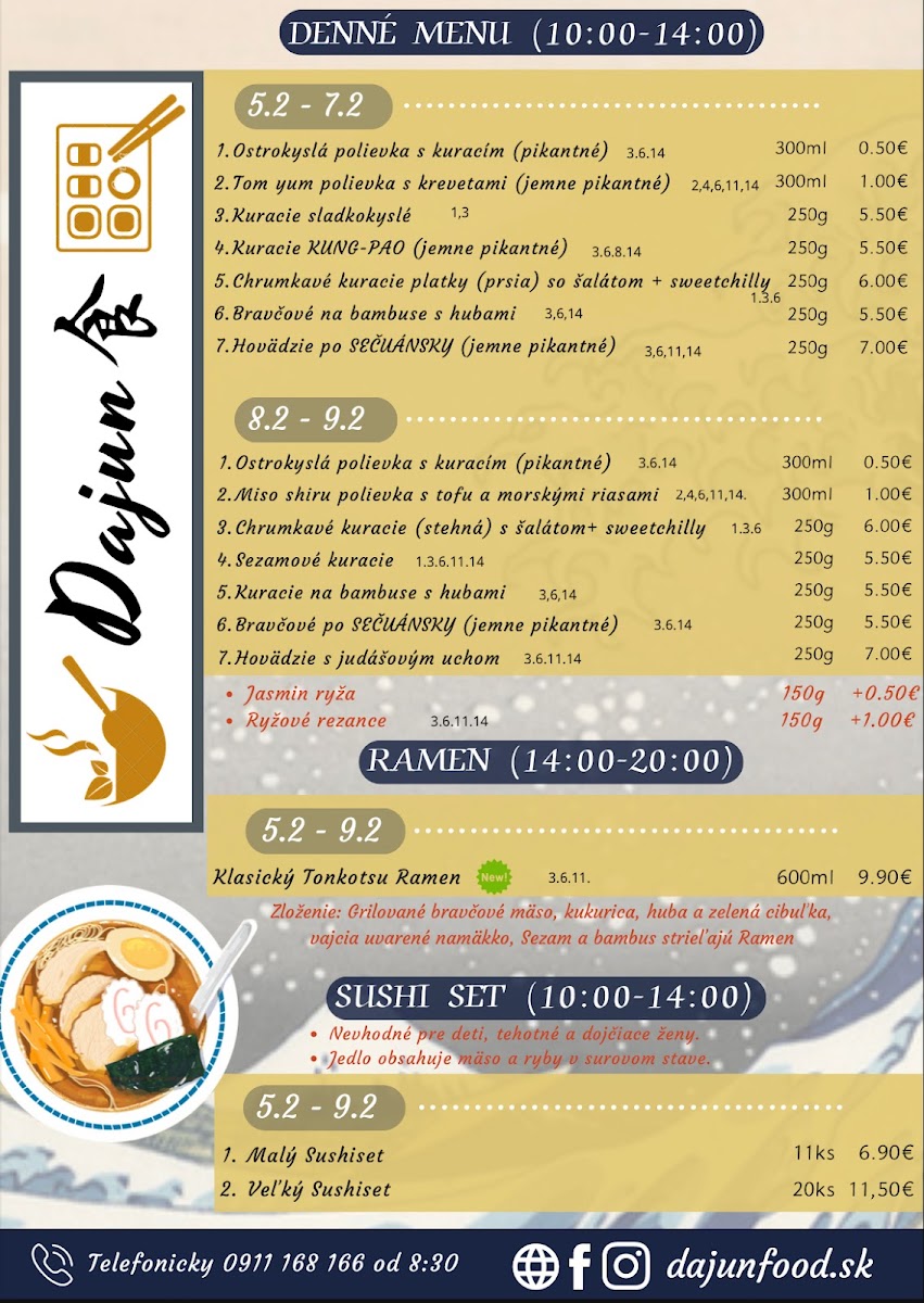 Menu Dajun Ázijská Reštaurácia & Sushi Bar-10