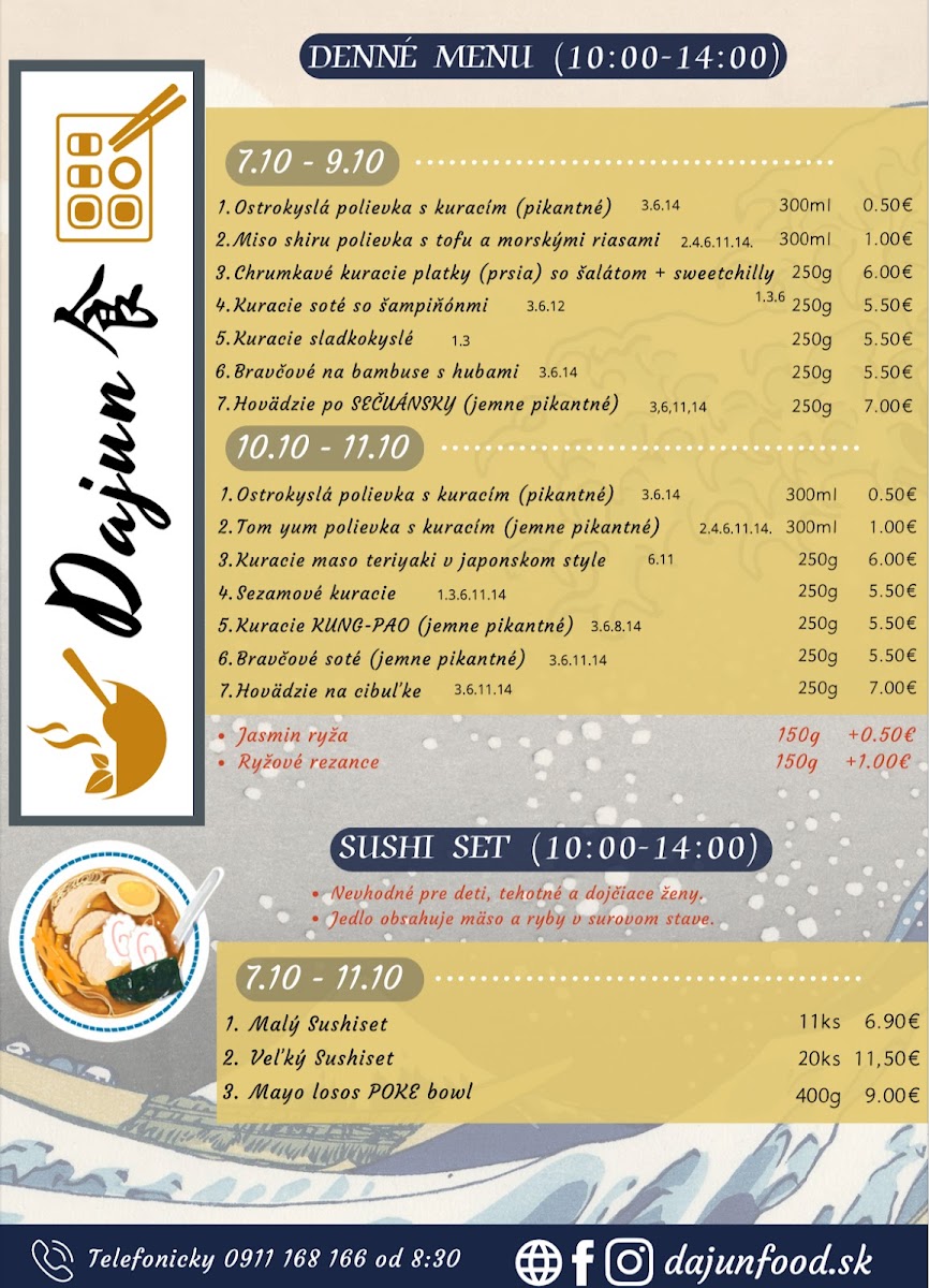 Menu Dajun Ázijská Reštaurácia & Sushi Bar-2