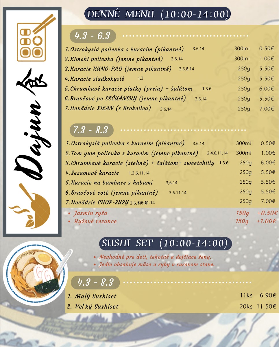 Menu Dajun Ázijská Reštaurácia & Sushi Bar-6