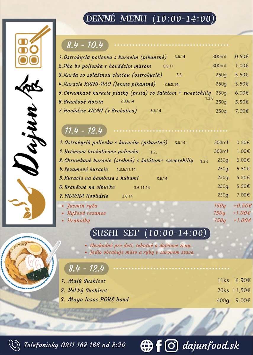 Menu Dajun Ázijská Reštaurácia & Sushi Bar-7