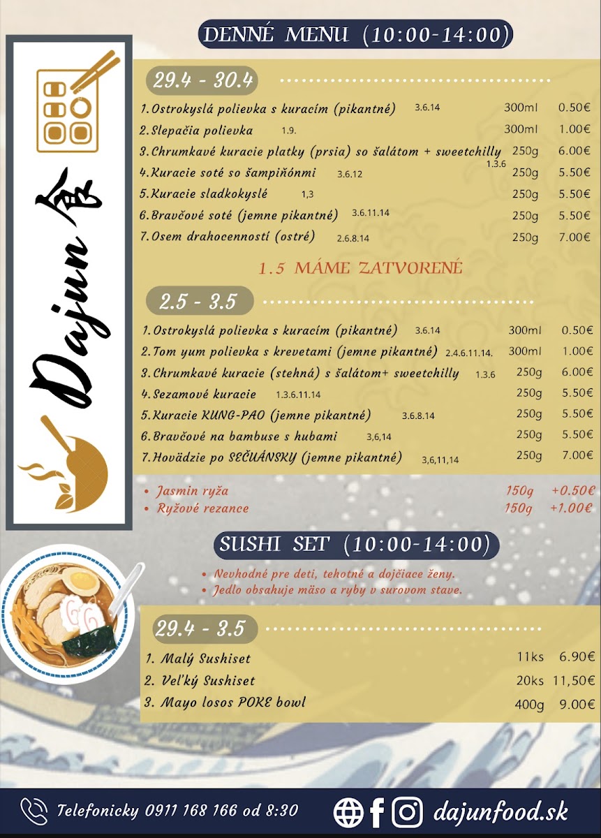 Menu Dajun Ázijská Reštaurácia & Sushi Bar-8