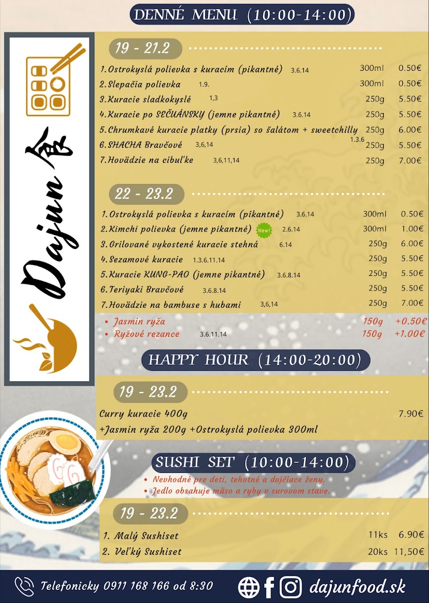 Menu Dajun Ázijská Reštaurácia & Sushi Bar-9