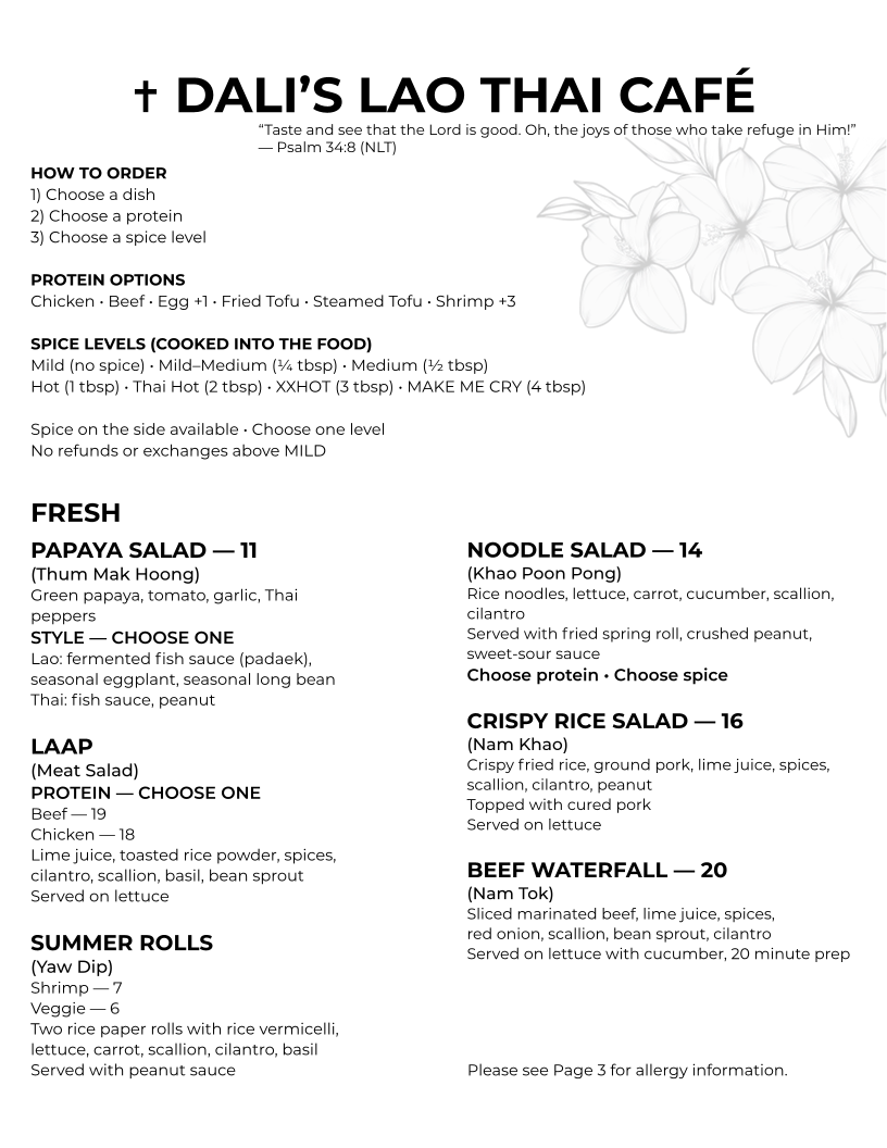 Menu Dali’S Lao Thai Café-3