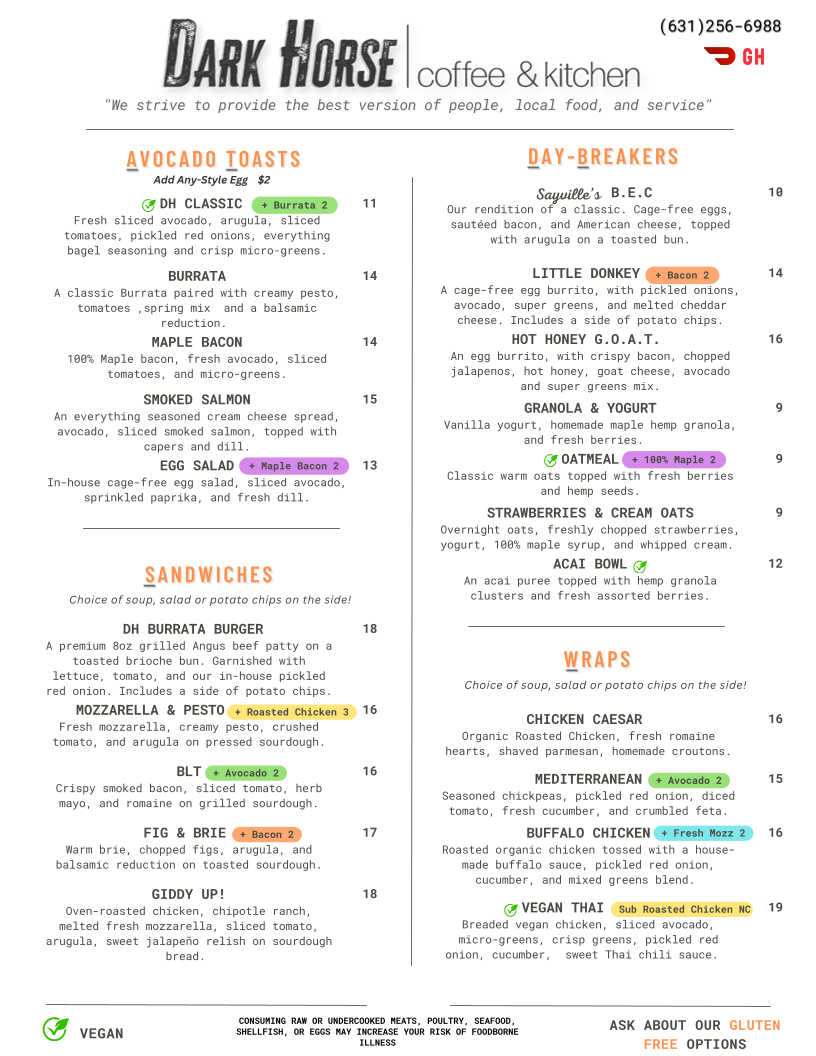 Menu Dark Horse Coffee & Kitchen-1