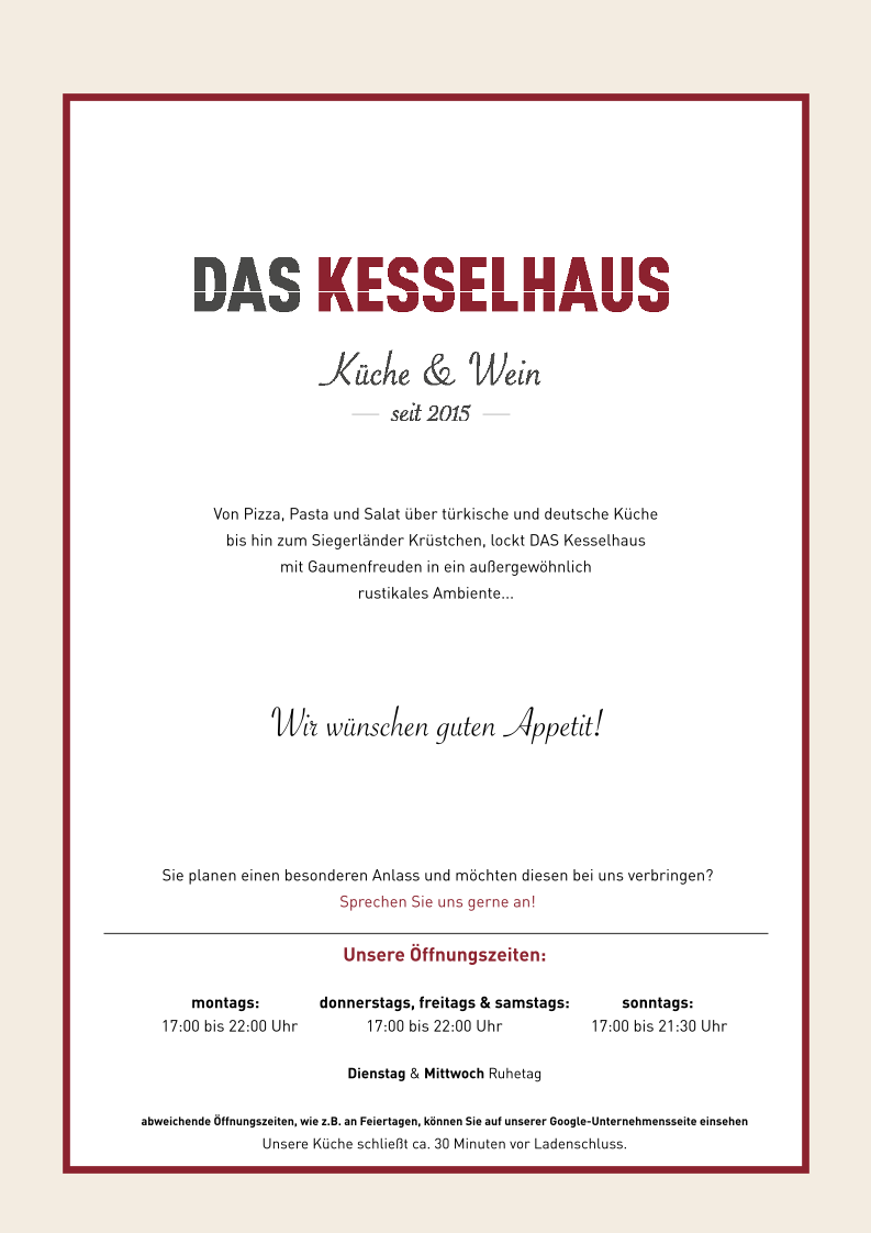 Menu Das Kesselhaus - Küche & Wein-9